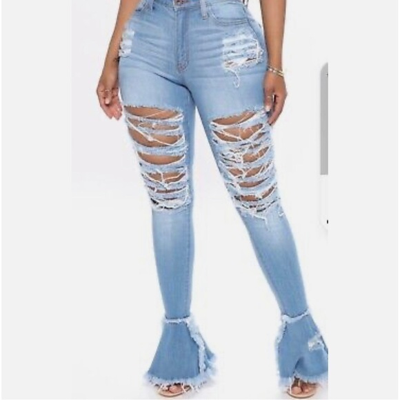 APHRODITE Distressed Flare Jeans Size 5 - Picture 1 of 9